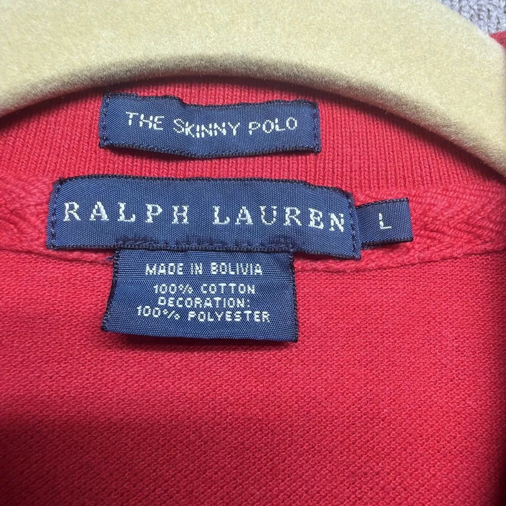 Ralph Lauren Skinny Polo‎ Shirt Equestrian Crest No 2 Sleeve Colorblock Mens L
